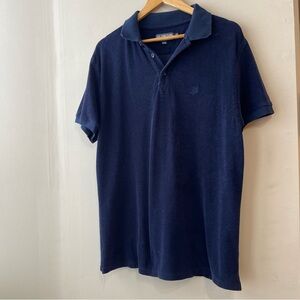 Vilebrequin Polo Shirt Mens Large Blue Navy Short Sleeve Terry Cloth Sea Turtle